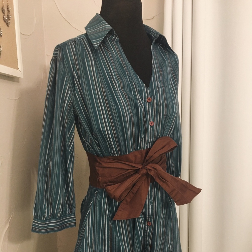 BISOU BISOU dress button up sash tie